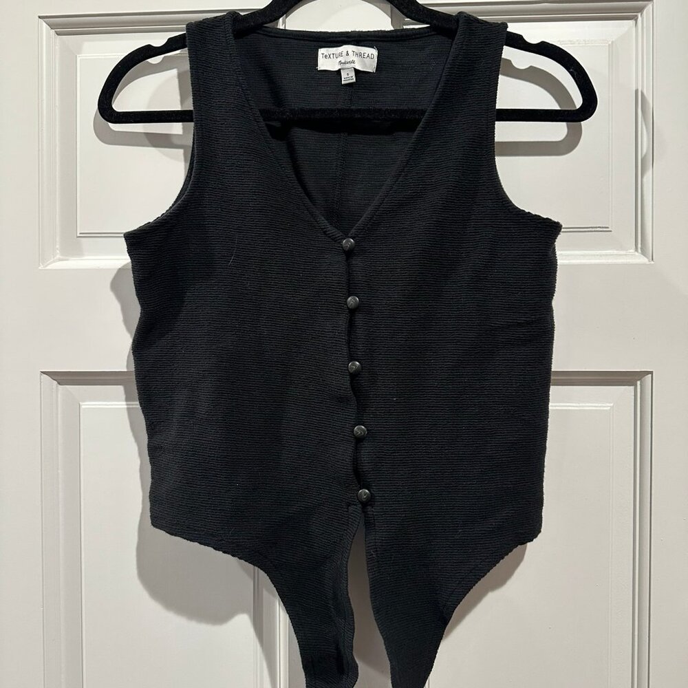 Madewell Texture & Thread Tie Front Black Tank Top